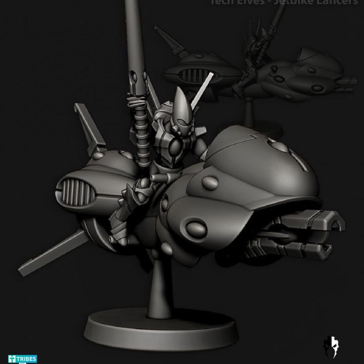 Tech Elves Jetbikes | 32/28mm Heroic-Scale Sci-Fi Bike Miniatures