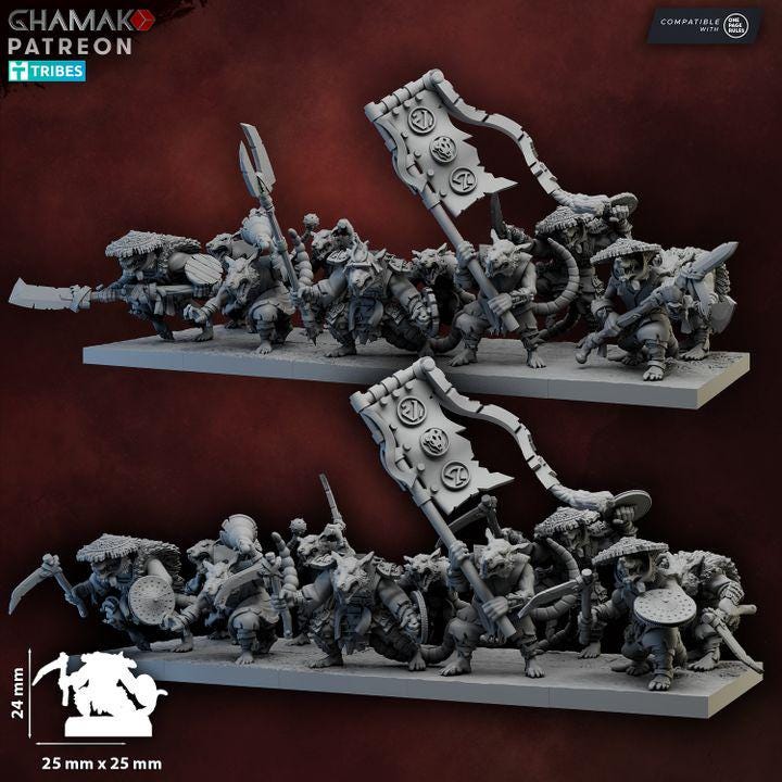 Ratmen Warriors | 28mm Heroic-Scale Fantasy Infantry Miniatures
