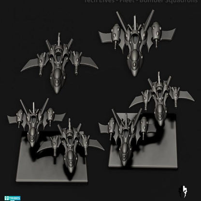 Tech Elves Fleet Scale Bombers | Space Fleet Scale Sci-Fi Miniatures