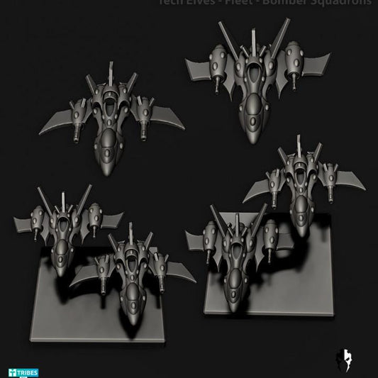 Tech Elves Fleet Scale Bombers | Space Fleet Scale Sci-Fi Miniatures