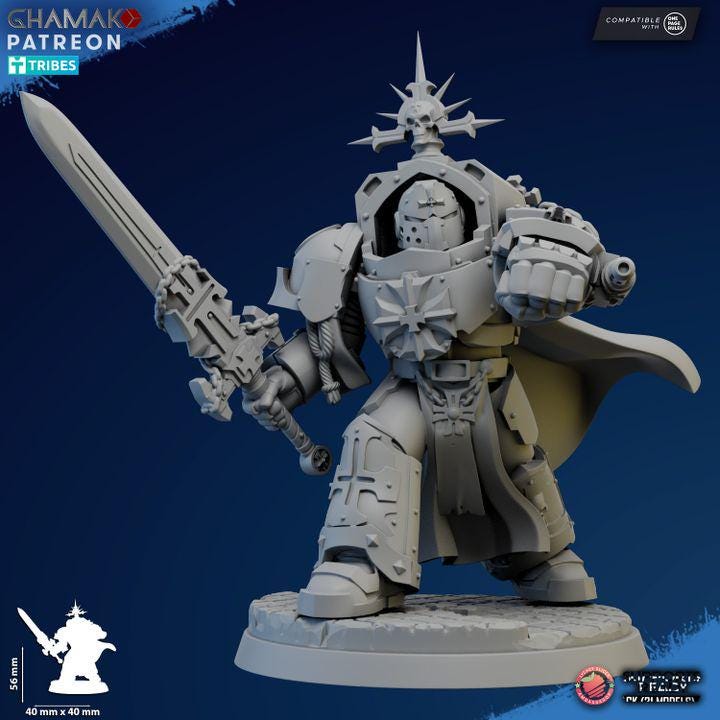 Temple Militum Heroes | 32/28mm Heroic-Scale Sci-Fi Heavy Power Armour Infantry Leader