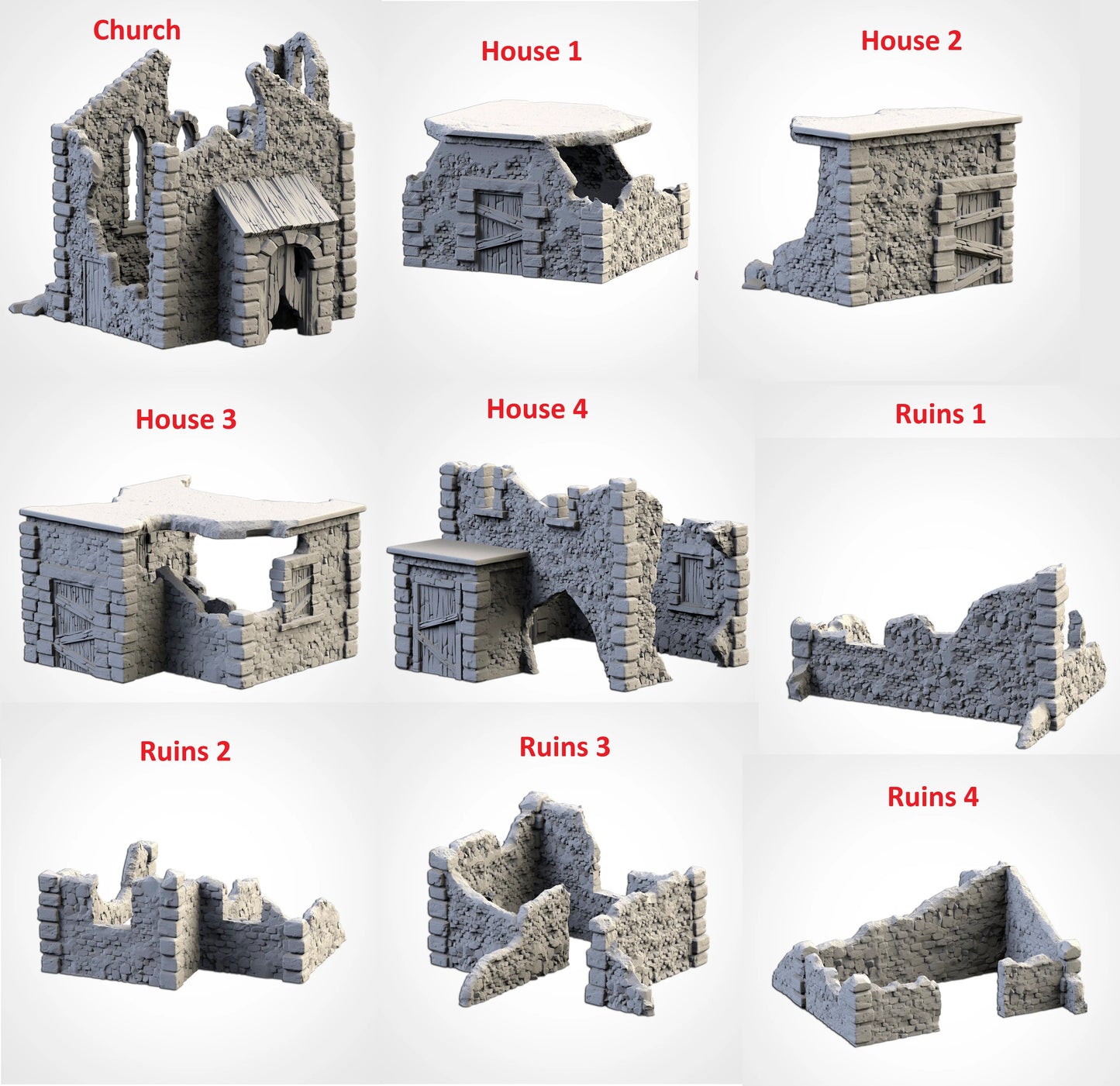 Fantasy Town Ruins | 32/28mm Wargaming Scenery and Miniature Terrain