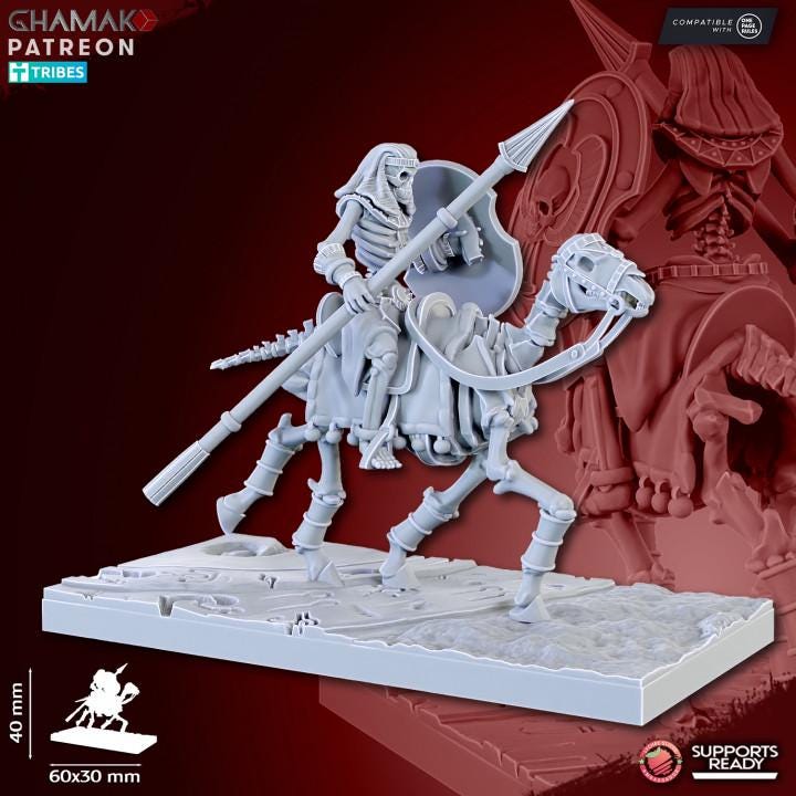 Undead Pharaohs Sand Skeleton Horsemen/Sabretooth Riders | 28mm Heroic-Scale Fantasy Cavalry Miniatures