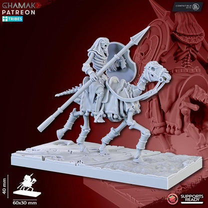 Undead Pharaohs Sand Skeleton Horsemen/Sabretooth Riders | 28mm Heroic-Scale Fantasy Cavalry Miniatures