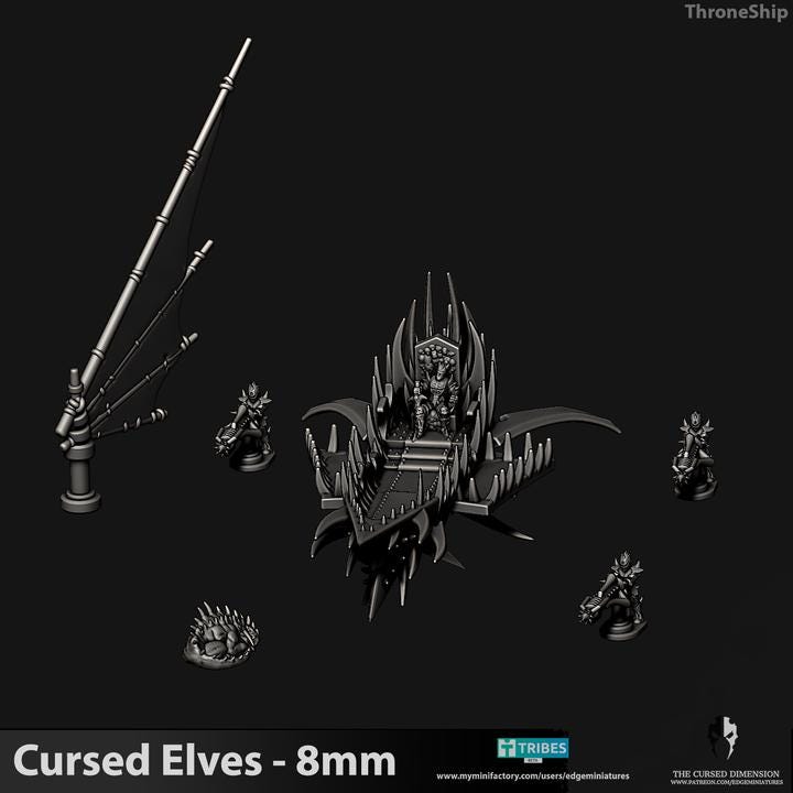 Cursed Elves Throne Ship | 8mm Epic Scale Sci-Fi Vehicle Miniatures