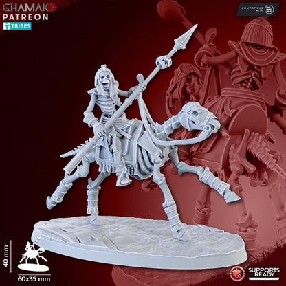 Undead Pharaohs Sand Skeleton Horsemen/Sabretooth Riders | 28mm Heroic-Scale Fantasy Cavalry Miniatures