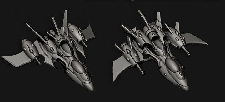 Tech Elves Bombers | 8mm Epic Scale Sci-Fi Vehicle Miniatures