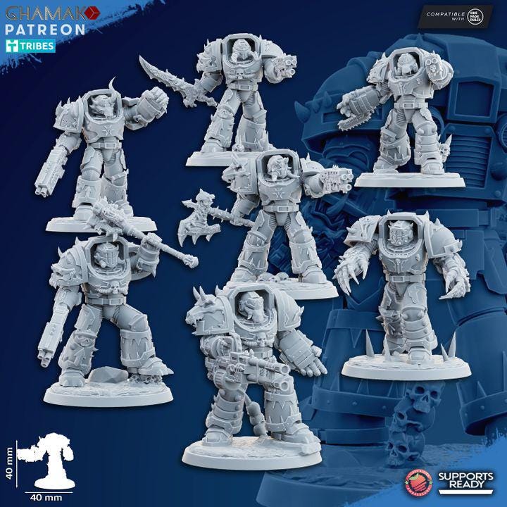 Heretic Exterminators | 32/28mm Heroic-Scale Sci-Fi Heavy Power Armour Infantry