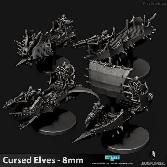 Cursed Elves Pirate Ships | 8mm Epic Scale Sci-Fi Vehicle Miniatures