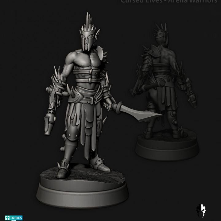 Cursed Elves Warriors | 32/28mm Heroic-Scale Sci-Fi Infantry Miniatures