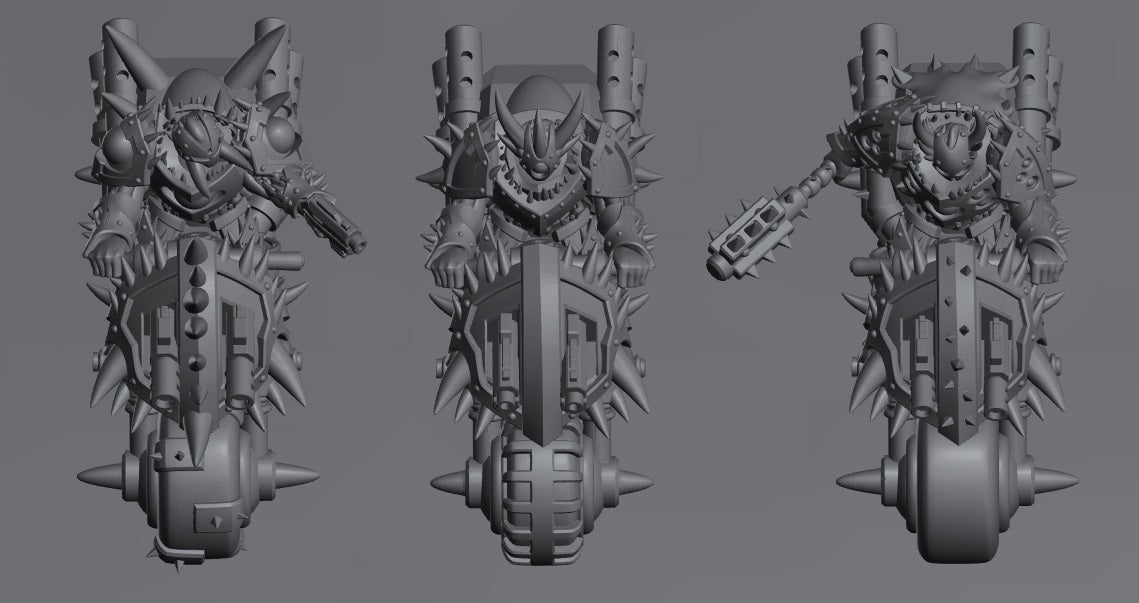Followers of Change Bikers | 32/28mm Heroic-Scale Sci-Fi Heavy Infantry Bikers