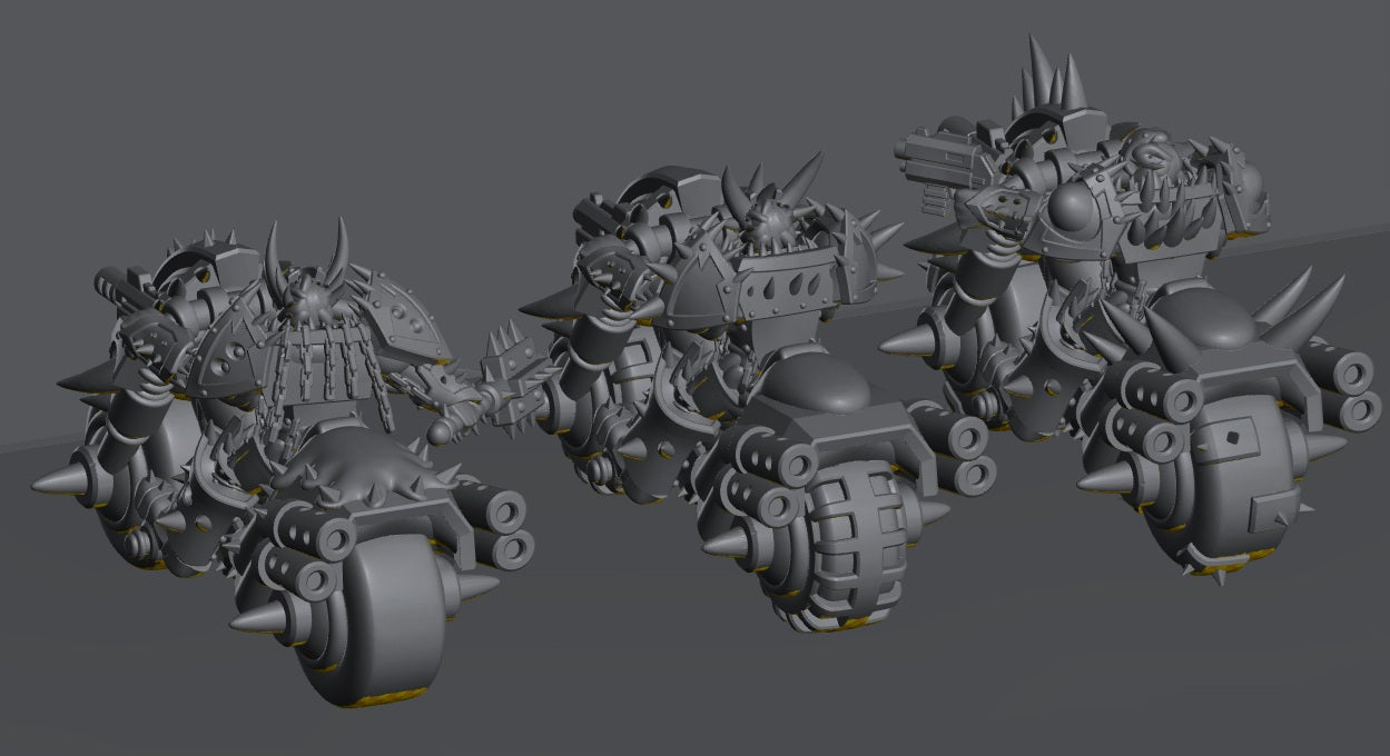 Followers of Change Bikers | 32/28mm Heroic-Scale Sci-Fi Heavy Infantry Bikers
