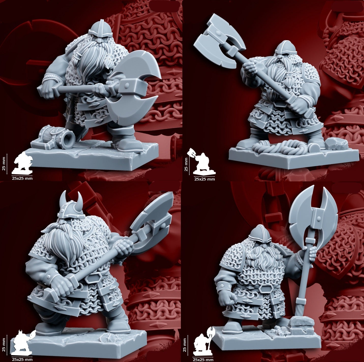 Dwarf Melee Warriors | 28mm Heroic-Scale Fantasy Infantry Miniatures