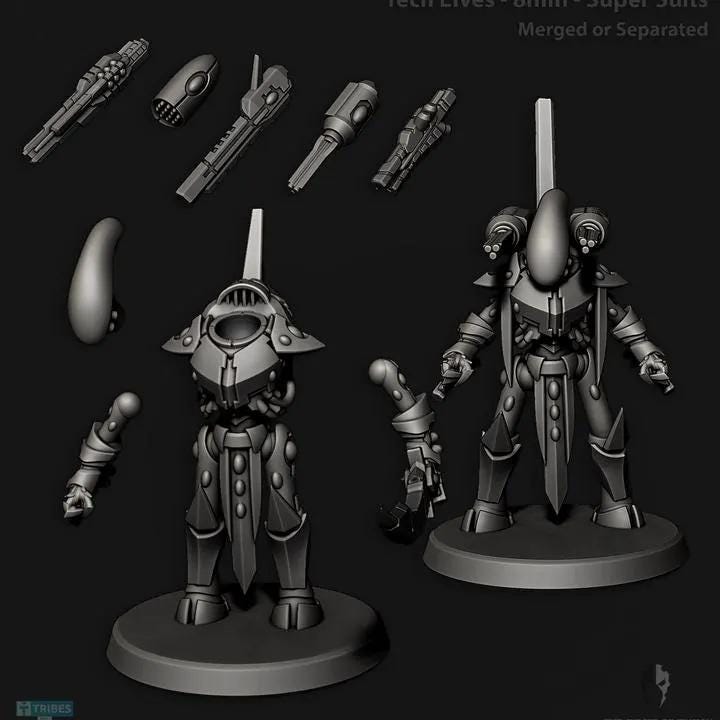 Tech Elves Super Suits | 8mm Epic Scale Sci-Fi Walker Miniature