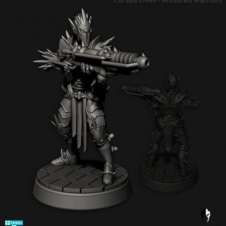 Cursed Elves Warriors | 32/28mm Heroic-Scale Sci-Fi Infantry Miniatures