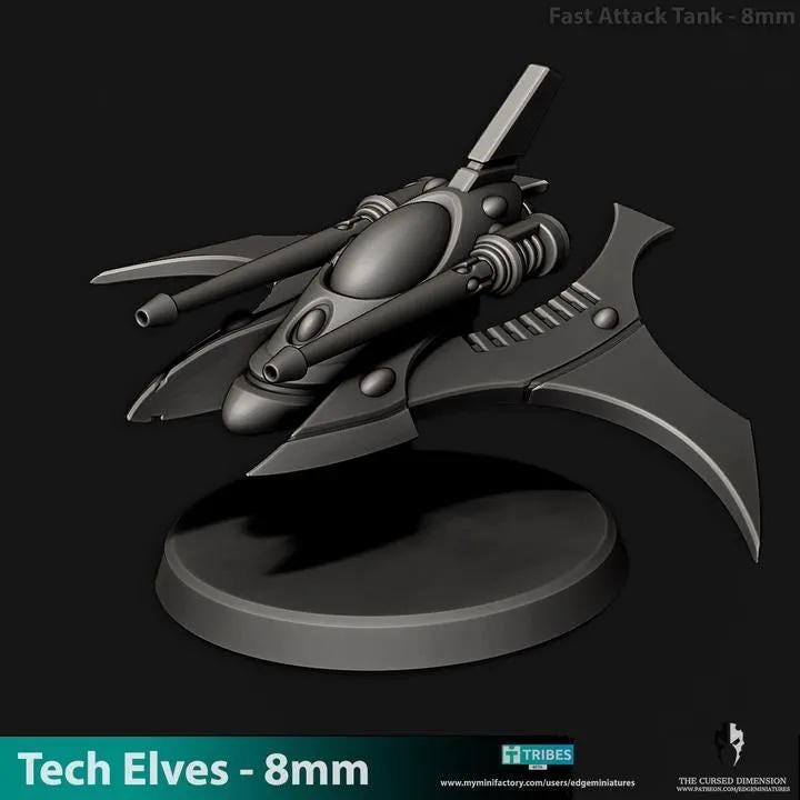 Tech Elves Fast Attack Tank | 8mm Epic Scale Sci-Fi Vehicle Miniatures