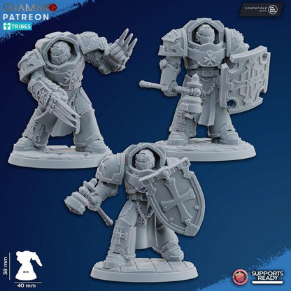 Temple Exterminators | 32/28mm Heroic-Scale Sci-Fi Heavy Power Armour Infantry