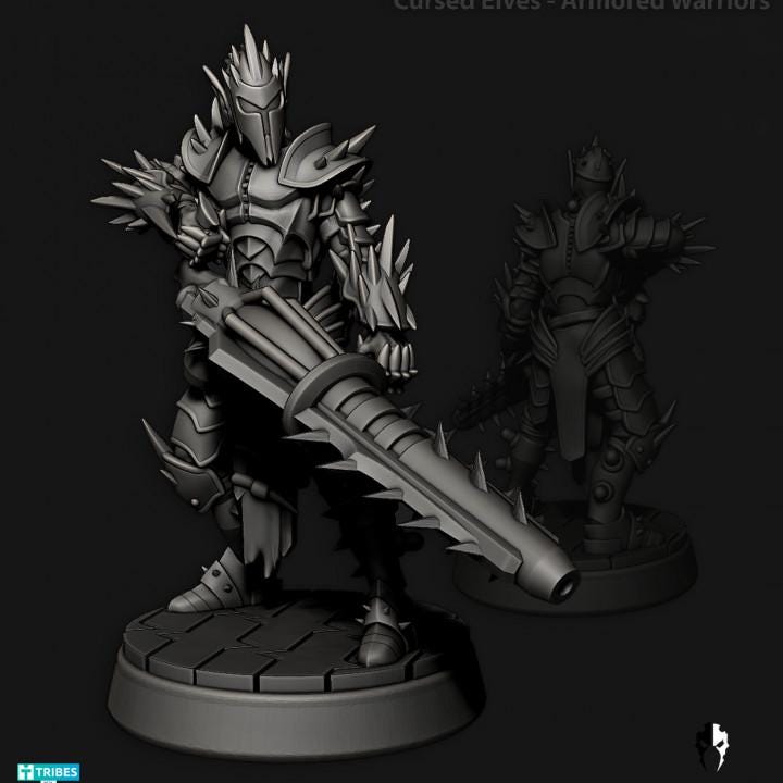 Cursed Elves Warriors | 32/28mm Heroic-Scale Sci-Fi Infantry Miniatures