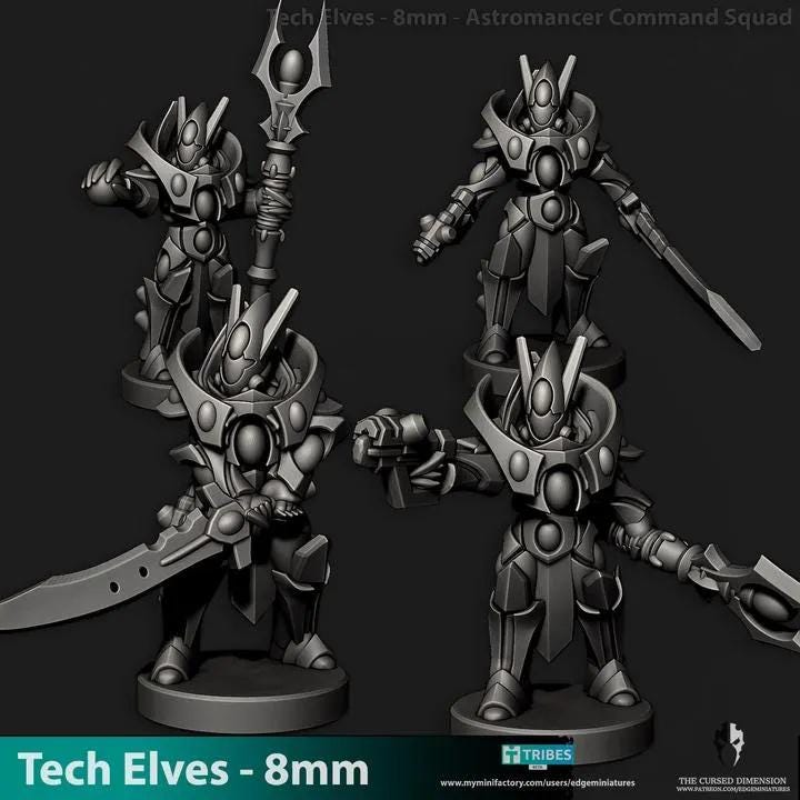 Tech Elves Astromancer Command | 8mm Epic Scale Sci-Fi Infantry Miniatures