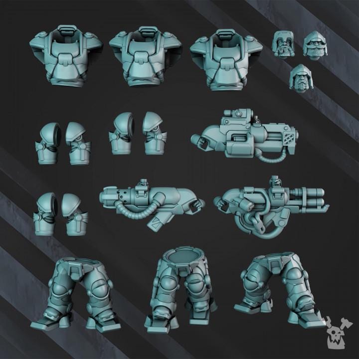 Starforged Clans Flameheart Guardians | 32/28mm Heroic-Scale Sci-Fi  Infantry Miniatures