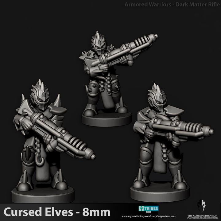 Cursed Elves Warriors | 8mm Epic Scale Sci-Fi Infantry Miniatures