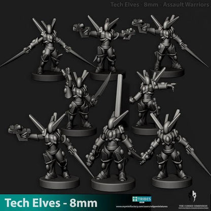Tech Elves Warriors | 8mm Epic Scale Sci-Fi Infantry Miniatures