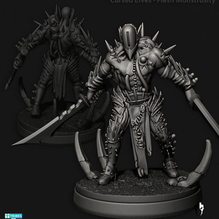 Cursed Elves/Tech Pirates Monstrosities | 32/28mm Heroic-Scale Sci-Fi Infantry Miniatures