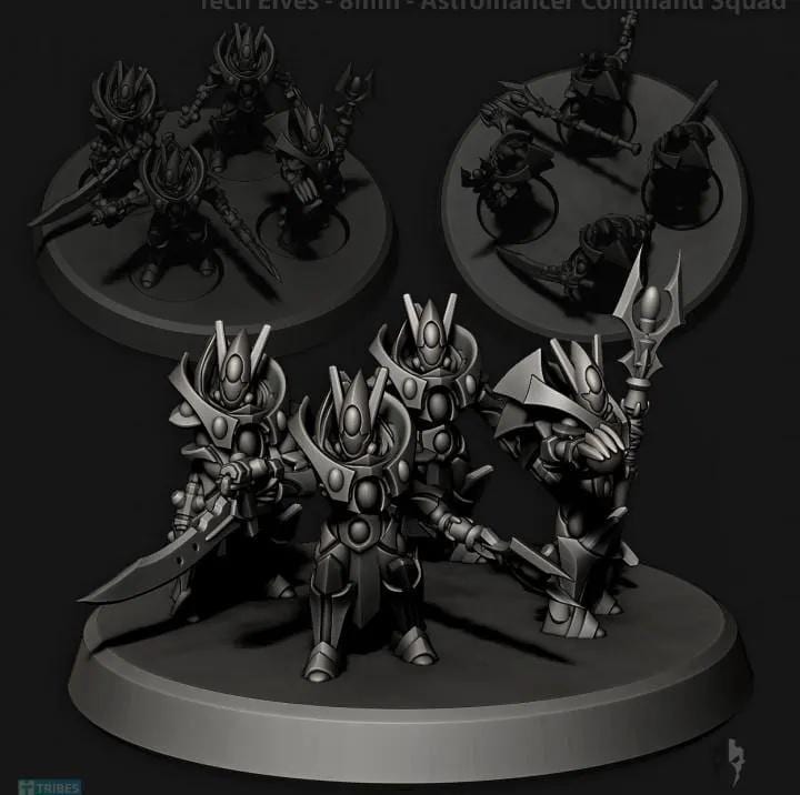 Tech Elves Astromancer Command | 8mm Epic Scale Sci-Fi Infantry Miniatures