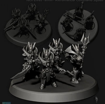 Tech Elves Astromancer Command | 8mm Epic Scale Sci-Fi Infantry Miniatures