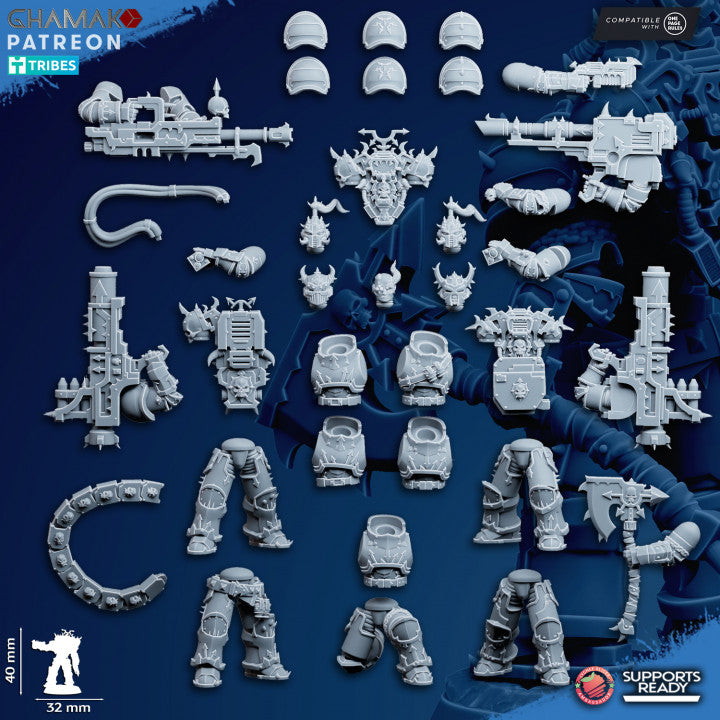 Heretic Traitor Desolators | 32/28mm Heroic-Scale Sci-Fi Power Armoured Infantry