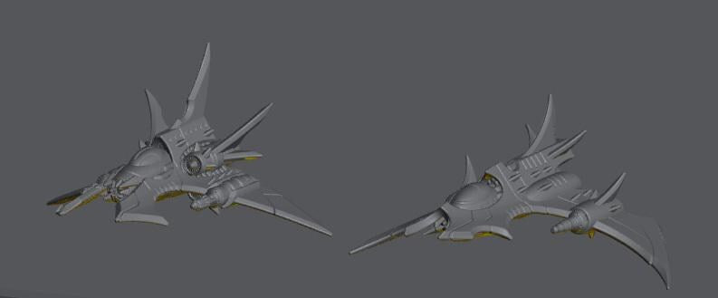 Cursed Elves Fleet Scale Bombers | Space Fleet Scale Sci-Fi Miniatures