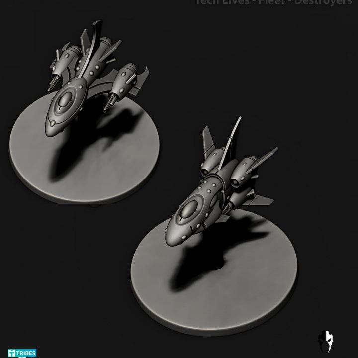 Tech Elves Fleet Scale Destroyer | Space Fleet Scale Sci-Fi Miniatures