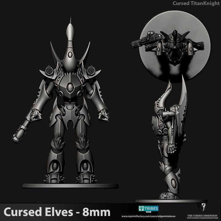 Cursed Elves Titan Knight | 8mm Epic Scale Sci-Fi Titan Miniature