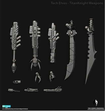 Tech Elves/Cursed Elves Titan Knight | 32/28mm Heroic-Scale Sci-Fi  Miniatures
