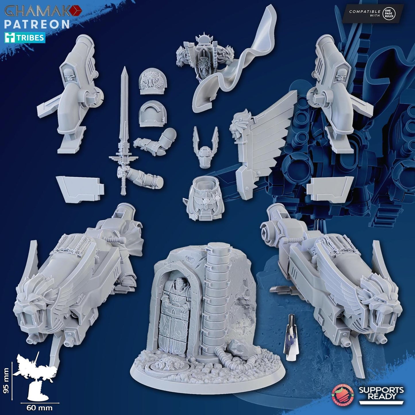 Vengeful Angels Nathaniel | 32/28mm Heroic-Scale Sci-Fi Hover Bike Leader