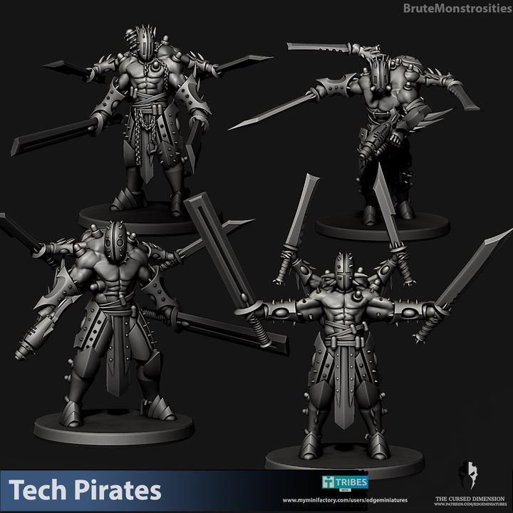 Cursed Elves/Tech Pirates Monstrosities | 32/28mm Heroic-Scale Sci-Fi Infantry Miniatures