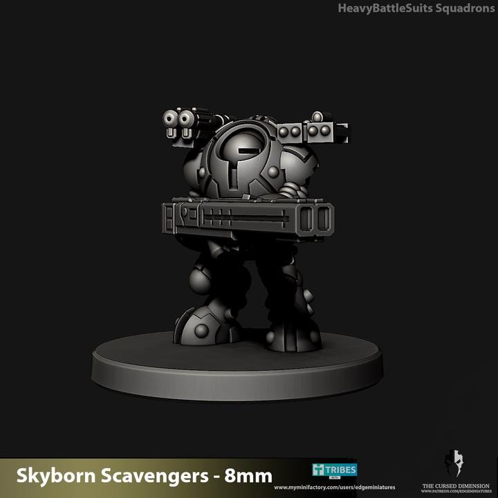 Skyborn Heavy Battlesuits | 8mm Epic Scale Sci-Fi Walker Miniature