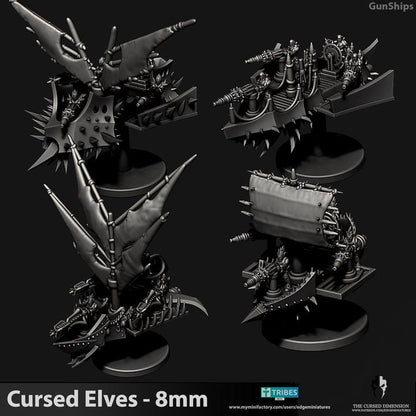 Cursed Elves Gun Ships | 8mm Epic Scale Sci-Fi Vehicle Miniatures