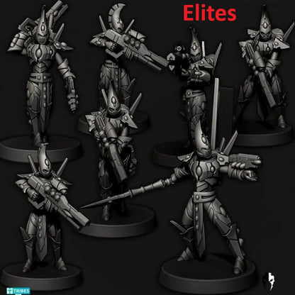 Tech Elves Elite Specialty Warriors | 32/28mm Heroic-Scale Sci-Fi Infantry Miniatures
