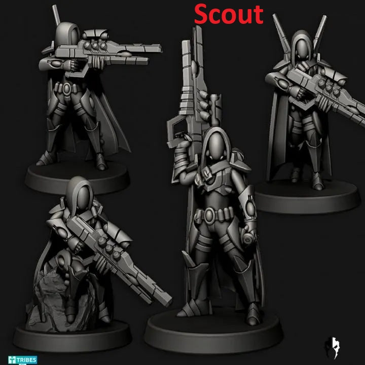 Tech Elves Elite Specialty Warriors | 32/28mm Heroic-Scale Sci-Fi Infantry Miniatures