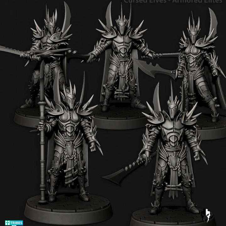 Cursed Elves Warriors | 32/28mm Heroic-Scale Sci-Fi Infantry Miniatures
