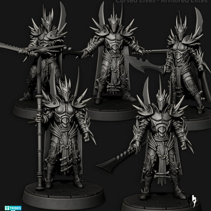 Cursed Elves Warriors | 32/28mm Heroic-Scale Sci-Fi Infantry Miniatures