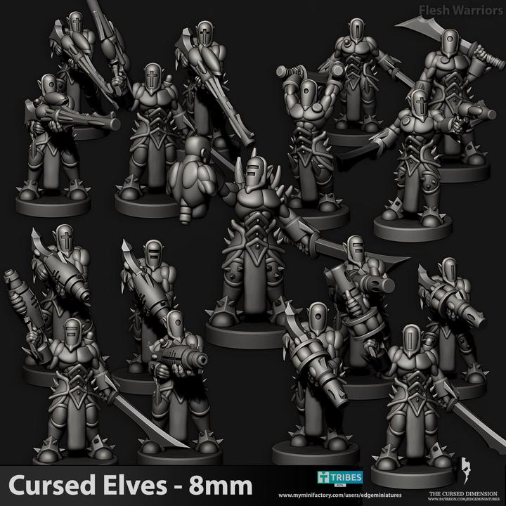 Cursed Elves Warriors | 8mm Epic Scale Sci-Fi Infantry Miniatures