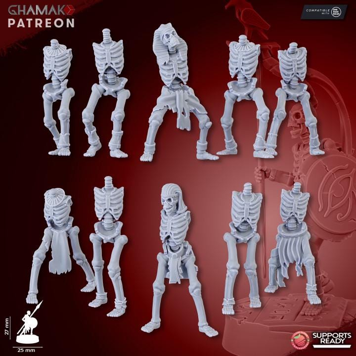 Undead Pharaohs Sand Skeletons | 28mm Heroic-Scale Fantasy Infantry Miniatures