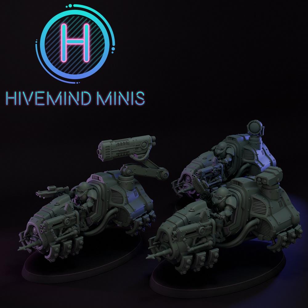 Droidkyn Rovers | 32/28mm Heroic-Scale Sci-Fi Jetbike Miniatures
