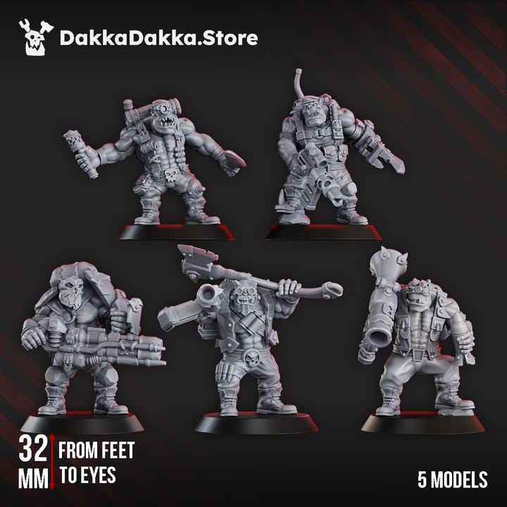Porkaz Blak Orks Mob | 32/28mm Heroic-Scale Sci-Fi Infantry Miniatures