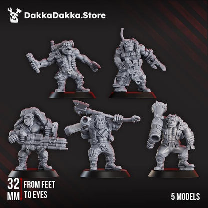 Porkaz Blak Orks Mob | 32/28mm Heroic-Scale Sci-Fi Infantry Miniatures