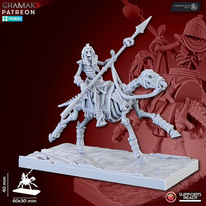 Undead Pharaohs Sand Skeleton Horsemen/Sabretooth Riders | 28mm Heroic-Scale Fantasy Cavalry Miniatures