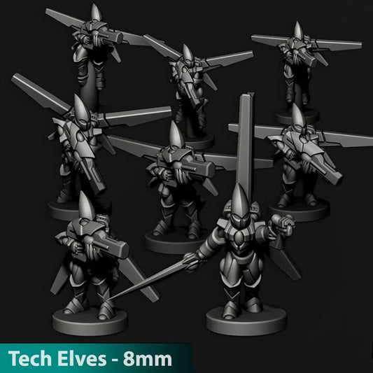 Tech Elves/Pirates Flying Warriors | 8mm Epic Scale Sci-Fi Infantry Miniatures