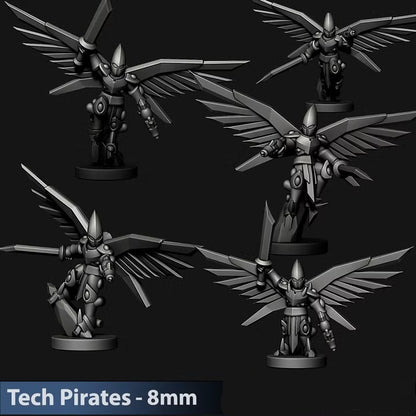 Tech Elves/Pirates Flying Warriors | 8mm Epic Scale Sci-Fi Infantry Miniatures